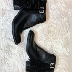 Circus by Sam Edelman Jolie black leather fringe booties